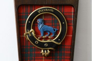 イギリスビンテージ　オーク材　タータンチェックのデザインが魅力的なスピニングチェア2脚セット(板座チェア、椅子、イス、ヴィンテージ)(R-069831)