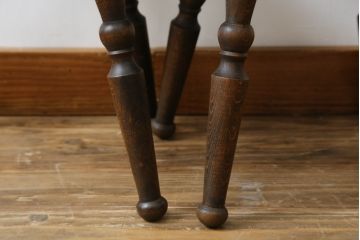イギリスビンテージ　オーク材　タータンチェックのデザインが魅力的なスピニングチェア2脚セット(板座チェア、椅子、イス、ヴィンテージ)(R-069831)