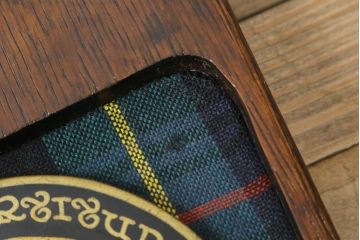 イギリスビンテージ　オーク材　タータンチェックのデザインが魅力的なスピニングチェア2脚セット(板座チェア、椅子、イス、ヴィンテージ)(R-069831)