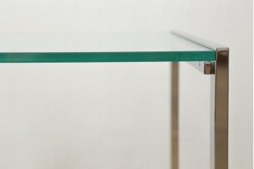 ★I様専用・ご決済用★中古　オーダー製作品　廃番　AIDEC MODERN(アイデックモダン)　ZONE(ゾーン)52G　ステンレス脚とガラストップの組み合わせがクールでおしゃれなローテーブル(センターテーブル、コーヒーテーブル、カフェテーブル、サイドテーブル)(定価約14万5千円)(R-069837)