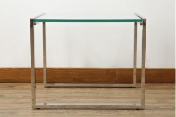 ★I様専用・ご決済用★中古　オーダー製作品　廃番　AIDEC MODERN(アイデックモダン)　ZONE(ゾーン)52G　ステンレス脚とガラストップの組み合わせがクールでおしゃれなローテーブル(センターテーブル、コーヒーテーブル、カフェテーブル、サイドテーブル)(定価約14万5千円)(R-069837)