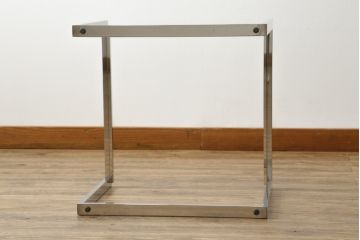 ★I様専用・ご決済用★中古　オーダー製作品　廃番　AIDEC MODERN(アイデックモダン)　ZONE(ゾーン)52G　ステンレス脚とガラストップの組み合わせがクールでおしゃれなローテーブル(センターテーブル、コーヒーテーブル、カフェテーブル、サイドテーブル)(定価約14万5千円)(R-069837)