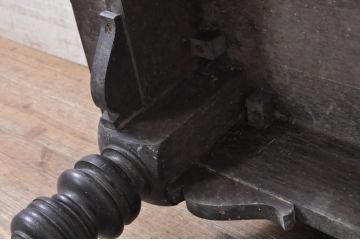 和製アンティーク　大正ロマン　ナラ材　古い洋館で使われていた脚のデザインが目を引く作業台(ダイニングテーブル、食卓、2人掛け、4人掛け)(R-069841)