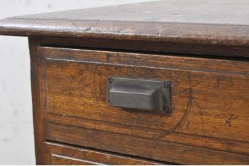 和製アンティーク　希少な左袖!ノスタルジックな雰囲気漂う薄型片袖机(ワークデスク、在宅ワーク、在宅用、勉強机)(R-069847)