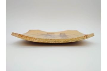 加山又造　限定40部のうち34番　8.6寸　約26cm　上品な和の雰囲気溢れる鉄絵竹文角皿(八寸六分、共箱付き、和食器)(R-069852)