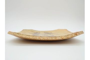 加山又造　限定40部のうち34番　8.6寸　約26cm　上品な和の雰囲気溢れる鉄絵竹文角皿(八寸六分、共箱付き、和食器)(R-069852)