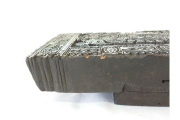 アンティーク　インド　更紗　細やかな彫りが美しい版木3個セット(ウッドスタンプ、木版画)(R-069854)