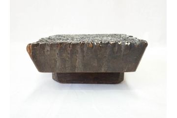 アンティーク　インド　更紗　細やかな彫りが美しい版木3個セット(ウッドスタンプ、木版画)(R-069854)