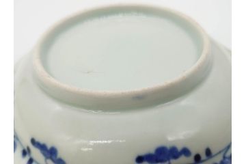 江戸〜明治　伊万里　染付　約17cm　5.6寸　魚花紋と色合いが涼しげな輪花皿5枚セット(五寸六分、中皿、和食器)(R-069856)