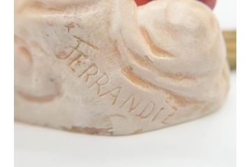 イタリア　ANRI(アンリ)　Juan Ferrandiz(ホアン・フェランディス)　Cherud red　大小　ふわふわした雰囲気が癒される木彫り置物2個セット(ウッドドール、天使)(R-069857)