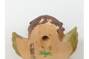 イタリア　ANRI(アンリ)　Juan Ferrandiz(ホアン・フェランディス)　Cherud red　大小　ふわふわした雰囲気が癒される木彫り置物2個セット(ウッドドール、天使)(R-069857)