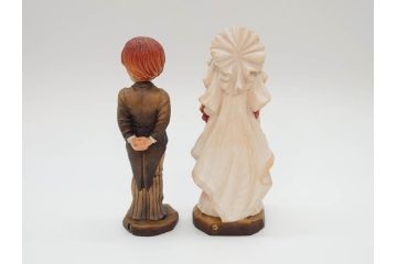 イタリア　ANRI(アンリ)　サラ&ケイ　結婚式　「With This Ring」　「To Love and to Cherish」　花嫁　花婿　大切な瞬間を切り取った様な木彫り人形2体(SarahKay、ウッドドール、置物)(R-069858)