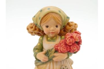 イタリア　ANRI(アンリ)　サラ&ケイ　「Ten roses for you」　牛　干支人形　優しい色合いが素敵な木彫り人形2体(ウシ、SarahKay、置物、ウッドドール)(R-069859)