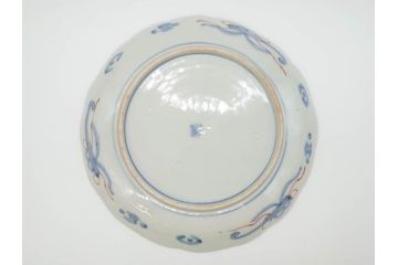 明治期　伊万里焼　錦手　金襴手　染錦　二重角富(角冨)　金彩　色絵　桃図　7.7寸皿　約24cm　煌びやかで豪華な絵付けの中皿2枚セット(深皿、和皿、和食器、七寸七分)(R-069862)