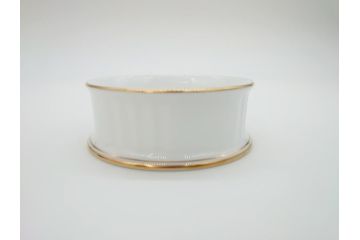 稀少　大倉陶園　瑠璃(台座付き)　色蒔き(ピンク)　飯田深雪コラボ(Miyuki Iida)　ゴールドラインのデザインが目を惹くシュガーポット&花瓶3点セット(ボンボン、菓子器、洋食器、花器、箱付き)(R-069863)