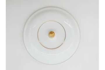 稀少　大倉陶園　瑠璃(台座付き)　色蒔き(ピンク)　飯田深雪コラボ(Miyuki Iida)　ゴールドラインのデザインが目を惹くシュガーポット&花瓶3点セット(ボンボン、菓子器、洋食器、花器、箱付き)(R-069863)