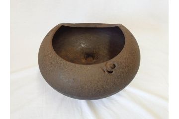 岩手南部　味わい深い雰囲気漂う風炉・乃富・五徳3点セット(茶道具、盛耕堂?、茶器、風炉、釜)(R-069871)