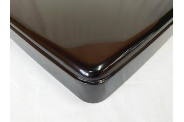 輪島塗　路幸作　鳳凰唐草蒔絵　木製　漆器　煌びやかで上品な黒蝋色広蓋(お盆、トレー、花唐草、和食器、共箱付き)(R-069892)