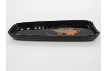 輪島塗　黒塗　松喰鶴蒔絵　七ツ揃　上質な和の空間にぴったりの屠蘇器(下り藤紋、盃、盃台、銚子、重箱、屠蘇台、箸置き、銘々皿、共箱付き)(R-069893)