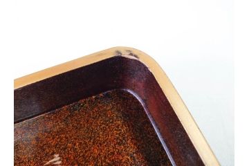 江戸期　時代物　法橋光琳　方祝　木製　鶴菊　螺鈿　金彩　蒔絵　梨子地　優美な鶴が印象的な文箱(書道具、小箱、硯箱、ツル、共箱付き)(R-069894)