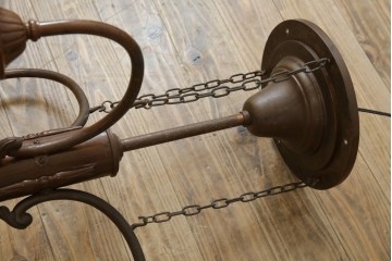 和製アンティーク　大正ロマンの雰囲気漂う古い洋館の3灯シャンデリア　(R-069901)