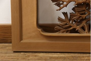 アンティーク建具　高級品!!　製作費推定100万円　井波彫刻　斎藤光洋作　生命力に溢れた鷲と松が目を惹く両面彫刻欄間1枚(明り取り、明かり取り)(R-069926)