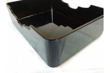 老舗 柏屋常左衛門商店　木曽漆器　波に鶴の蒔絵が描かれた美しい硯箱(共箱付き、木製、文箱、書道具)(R-069951)