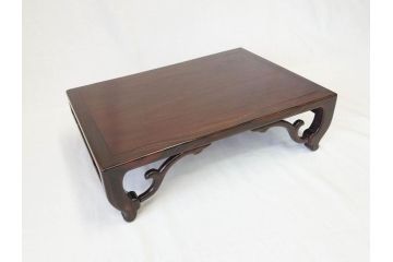 時代物　唐木　紫檀　黒檀　美しい杢目が目を惹く花台(唐物、中国?、共箱付き、飾り台)(R-069953)