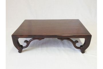 時代物　唐木　紫檀　黒檀　美しい杢目が目を惹く花台(唐物、中国?、共箱付き、飾り台)(R-069953)