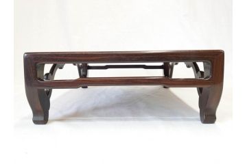時代物　唐木　紫檀　黒檀　美しい杢目が目を惹く花台(唐物、中国?、共箱付き、飾り台)(R-069953)