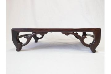 時代物　唐木　紫檀　黒檀　美しい杢目が目を惹く花台(唐物、中国?、共箱付き、飾り台)(R-069953)