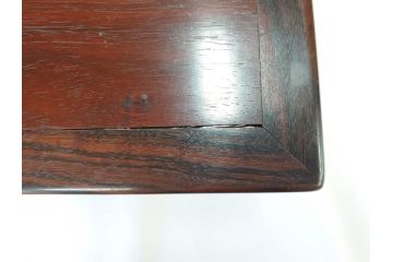 時代物　唐木　紫檀　黒檀　美しい杢目が目を惹く花台(唐物、中国?、共箱付き、飾り台)(R-069953)