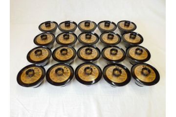 戦前　大正〜昭和初期　熊野漆器店　輪島塗　布着本堅地　煌びやかな鳳凰の蒔絵が高級感溢れる吸物椀20客(木製、黒漆、お椀、和食器、共箱付き)(R-069954)