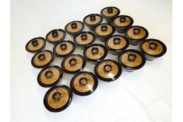 戦前　大正〜昭和初期　熊野漆器店　輪島塗　布着本堅地　煌びやかな鳳凰の蒔絵が高級感溢れる吸物椀20客(木製、黒漆、お椀、和食器、共箱付き)(R-069954)
