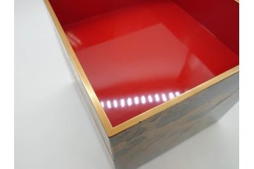 平安　俊勝　大胆に描かれた老松の高蒔絵が美しい五段重箱&重台セット(二段重、三段重、共箱付き、漆器、お重)(R-069956)