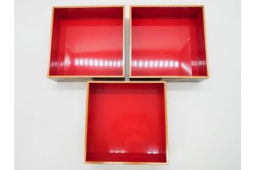 平安　俊勝　大胆に描かれた老松の高蒔絵が美しい五段重箱&重台セット(二段重、三段重、共箱付き、漆器、お重)(R-069956)