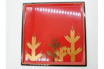 平安　俊勝　大胆に描かれた老松の高蒔絵が美しい五段重箱&重台セット(二段重、三段重、共箱付き、漆器、お重)(R-069956)