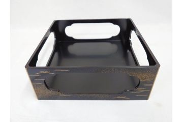 平安　俊勝　大胆に描かれた老松の高蒔絵が美しい五段重箱&重台セット(二段重、三段重、共箱付き、漆器、お重)(R-069956)