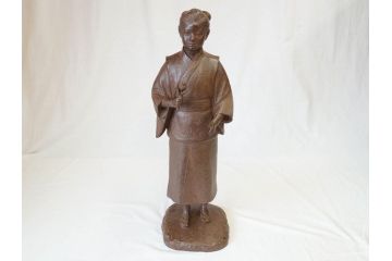 佐藤助雄作　ふる里　どこか懐かしさを感じるブロンズ像(冊子付き、共箱付き、銅像、置物、オブジェ)(R-069957)