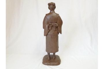 佐藤助雄作　ふる里　どこか懐かしさを感じるブロンズ像(冊子付き、共箱付き、銅像、置物、オブジェ)(R-069957)