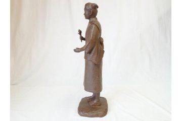 佐藤助雄作　ふる里　どこか懐かしさを感じるブロンズ像(冊子付き、共箱付き、銅像、置物、オブジェ)(R-069957)