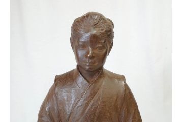 佐藤助雄作　ふる里　どこか懐かしさを感じるブロンズ像(冊子付き、共箱付き、銅像、置物、オブジェ)(R-069957)