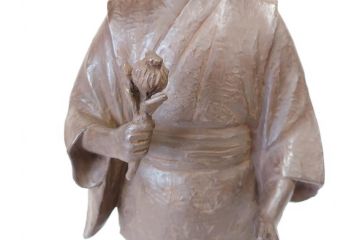 佐藤助雄作　ふる里　どこか懐かしさを感じるブロンズ像(冊子付き、共箱付き、銅像、置物、オブジェ)(R-069957)