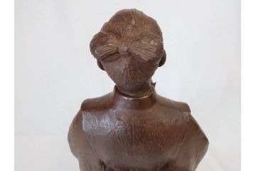 佐藤助雄作　ふる里　どこか懐かしさを感じるブロンズ像(冊子付き、共箱付き、銅像、置物、オブジェ)(R-069957)