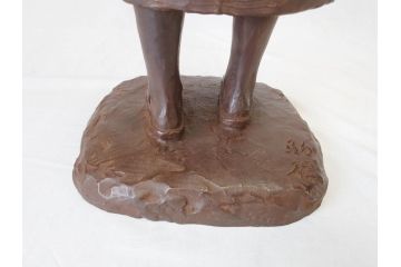 佐藤助雄作　ふる里　どこか懐かしさを感じるブロンズ像(冊子付き、共箱付き、銅像、置物、オブジェ)(R-069957)
