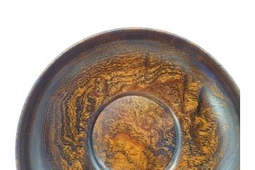 人間国宝　川北良造　欅(ケヤキ)杢　上品な和の雰囲気と美しい杢目が目を惹く茶托5枚セット(共箱付き、木製皿、小皿)(R-069960)
