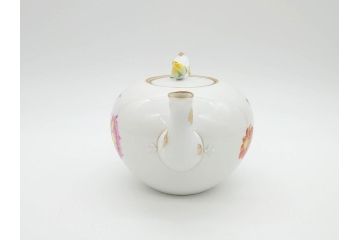 ドイツ　マイセン　Meissen　ベーシックフラワー　二つ花　花の装飾が素敵なティーポット(洋食器)(R-069961)
