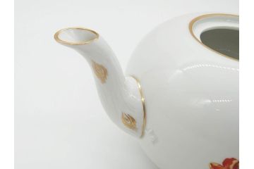 ドイツ　マイセン　Meissen　ベーシックフラワー　二つ花　花の装飾が素敵なティーポット(洋食器)(R-069961)
