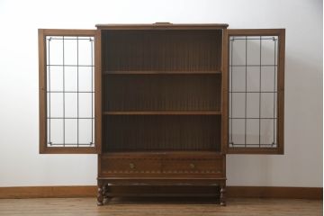 中古　美品　神戸元町欧風家具メープル不二屋製　マホガニー材の高級キャビネット(収納棚、戸棚)(R-069966)
