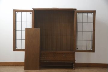 中古　美品　神戸元町欧風家具メープル不二屋製　マホガニー材の高級キャビネット(収納棚、戸棚)(R-069966)